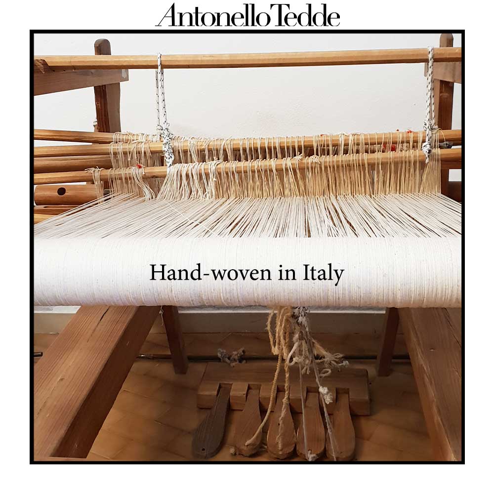 Traditional wooden loom where the handbags are made - Sustainable tote - summer bag - luxury handbag - handwoven black and white tote made in Italy by hand • timeless individualistic fashion • eco-friendly fashion • socially responsible, lasting fashion